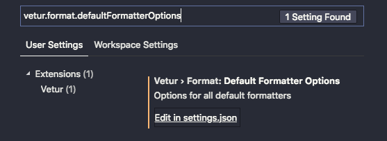 Vetur default formatter options