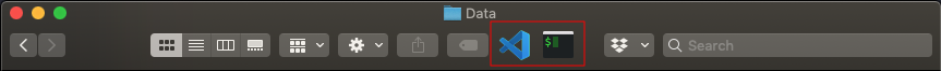 Visual Studio Code and iTerm in Finder header bar